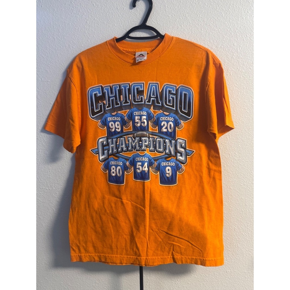 AAA Chicago Champions Football Graphic T-Shirt Orange Mens‎ Medium Vintage Style